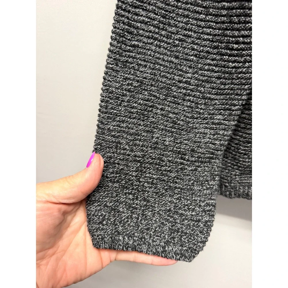 Pure Jill Gray Marled Cotton Blend Textured Knit Crew Neck Sweater Womens Large